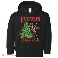 Funny Cowgirl Horsing Rocking Around Christmas Tree Western Toddler Hoodie thumb 0