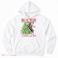 Funny Cowgirl Horsing Rocking Around Christmas Tree Western Hoodie thumb 0