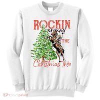 Funny Cowgirl Horsing Rocking Around Christmas Tree Western Sweatshirt thumb 0
