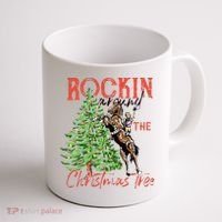 Funny Cowgirl Horsing Rocking Around Christmas Tree Western Coffee Mug thumb 1