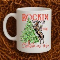 Funny Cowgirl Horsing Rocking Around Christmas Tree Western Coffee Mug thumb 2
