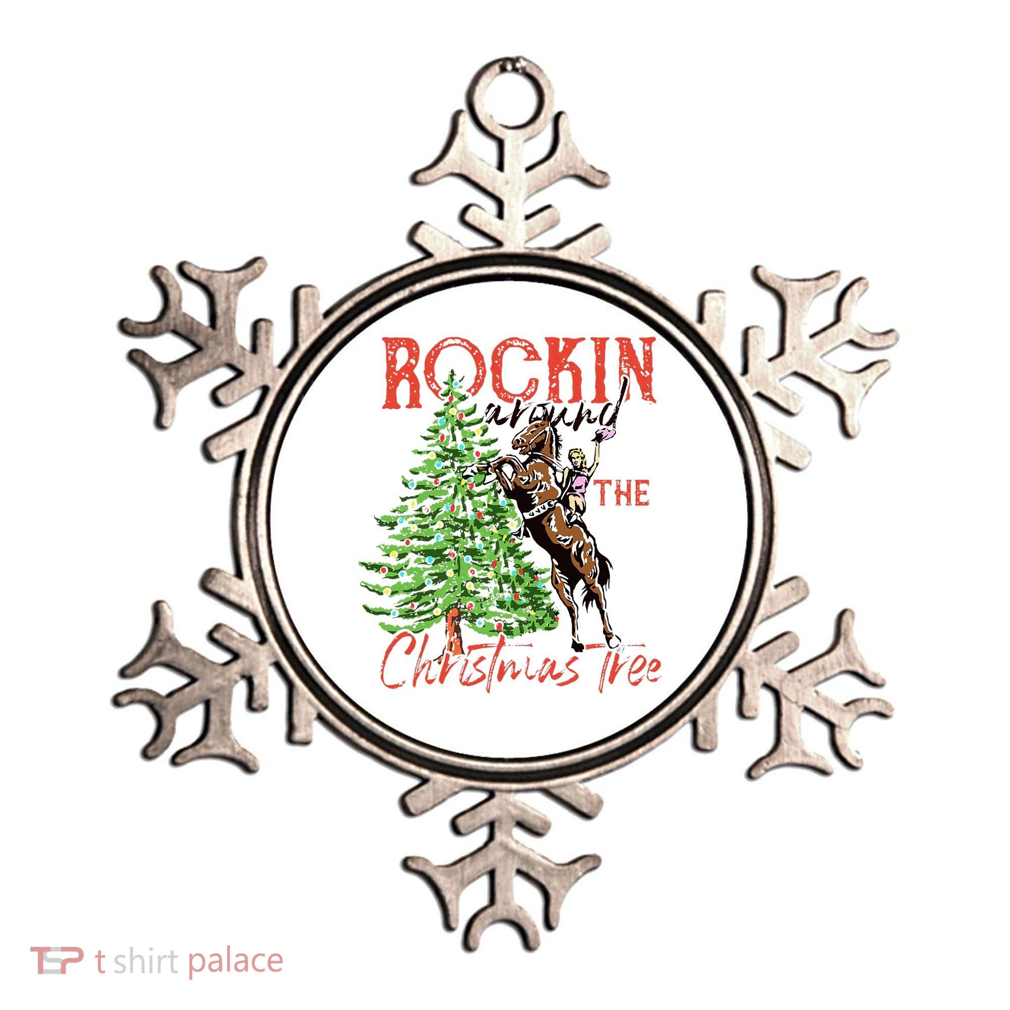 Funny Cowgirl Horsing Rocking Around Christmas Tree Western Ornament
