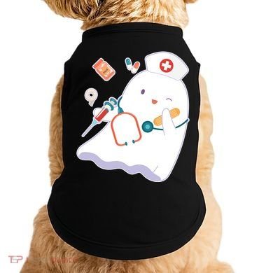 Funny Cute Halloween Nurse Ghost Doggie Tank