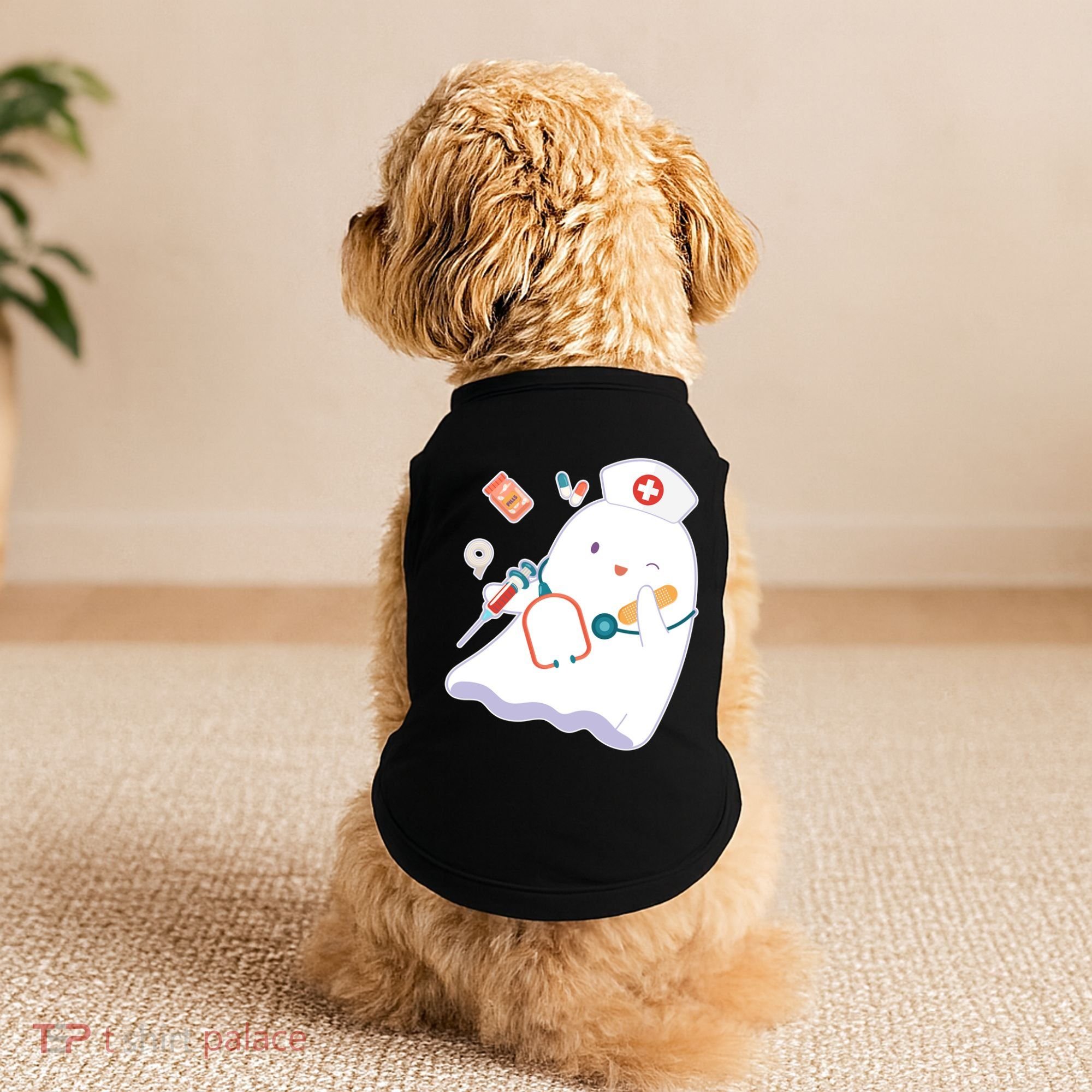 Funny Cute Halloween Nurse Ghost Doggie Tank