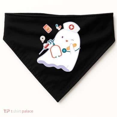 Funny Cute Halloween Nurse Ghost USA-Made Doggie Bandana