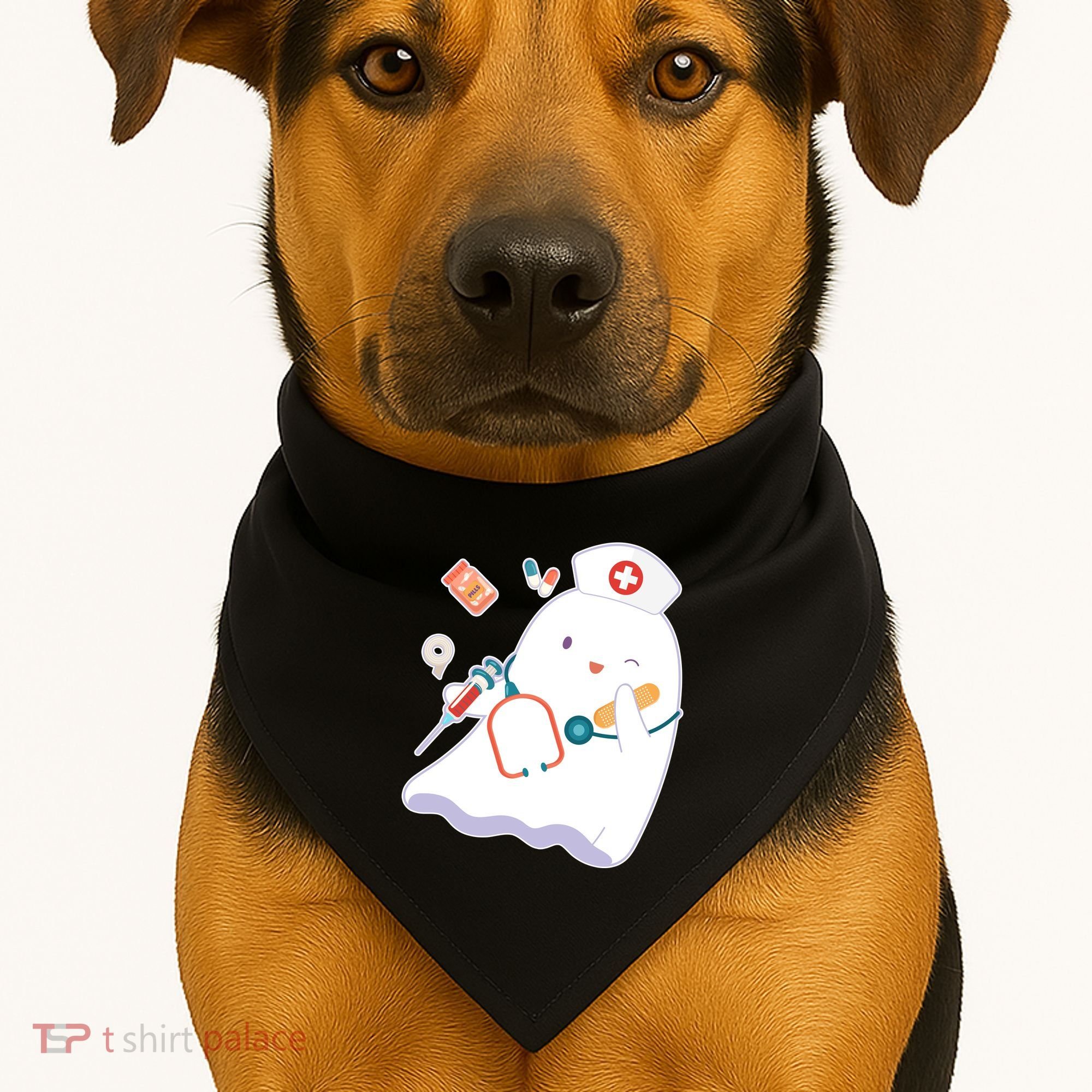 Funny Cute Halloween Nurse Ghost USA-Made Doggie Bandana