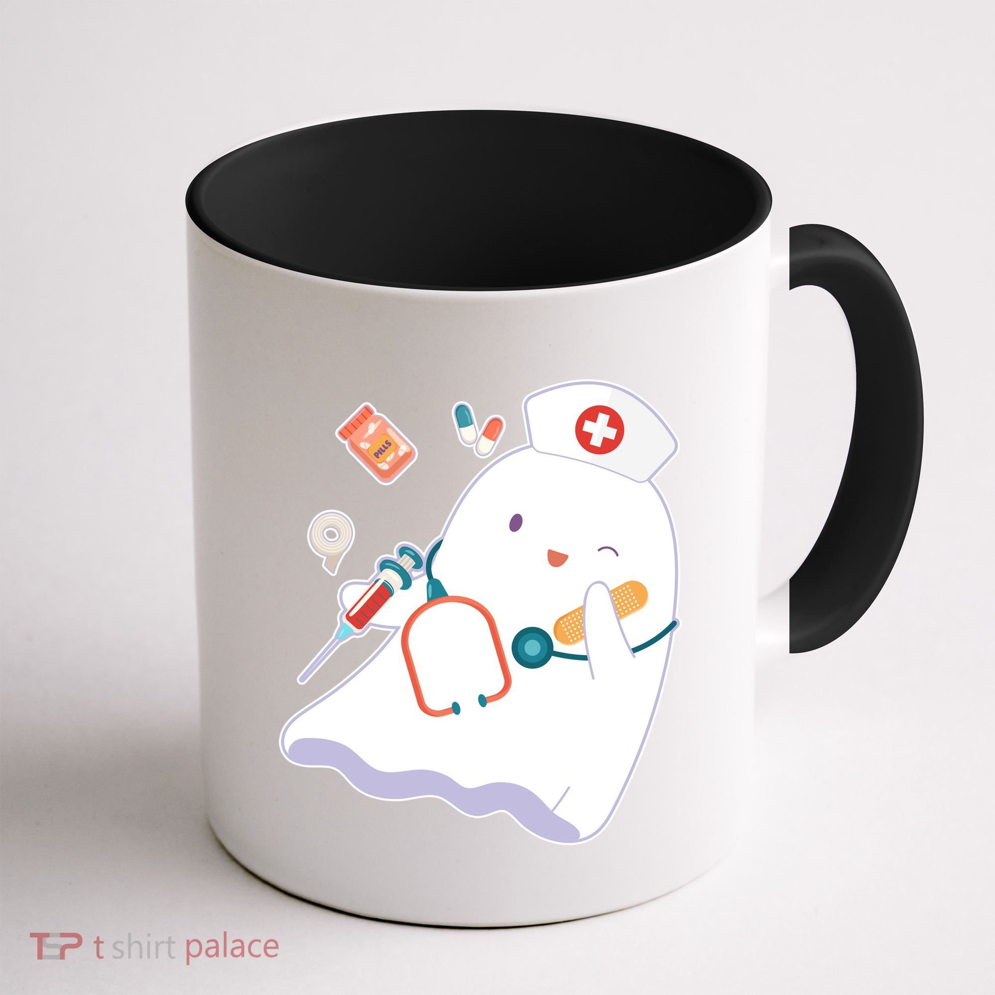 Funny Cute Halloween Nurse Ghost Coffee Mug