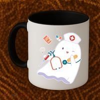 Funny Cute Halloween Nurse Ghost Coffee Mug thumb 2