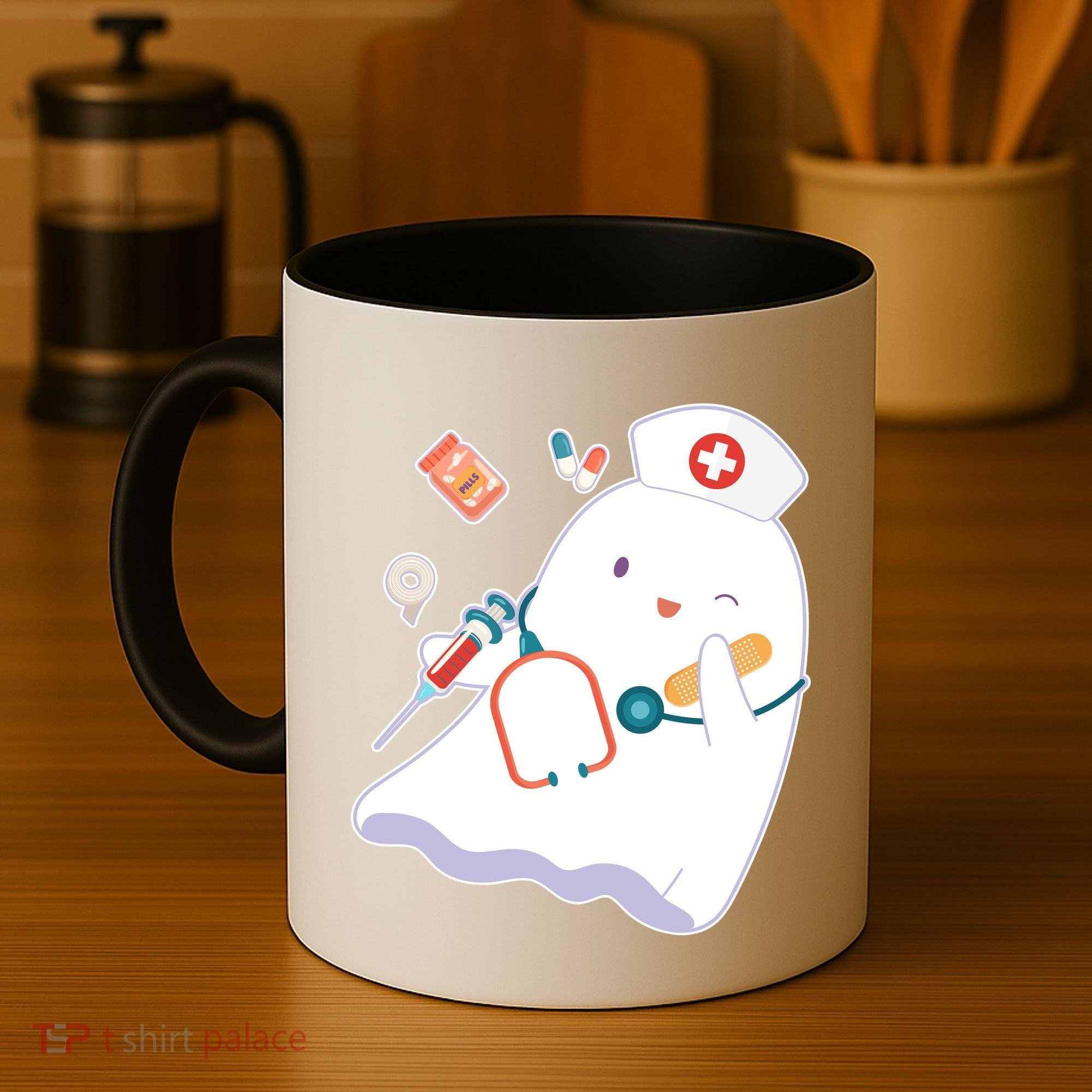 Funny Cute Halloween Nurse Ghost Coffee Mug