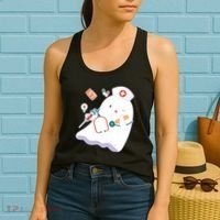 Funny Cute Halloween Nurse Ghost Women's Tank Top thumb 2