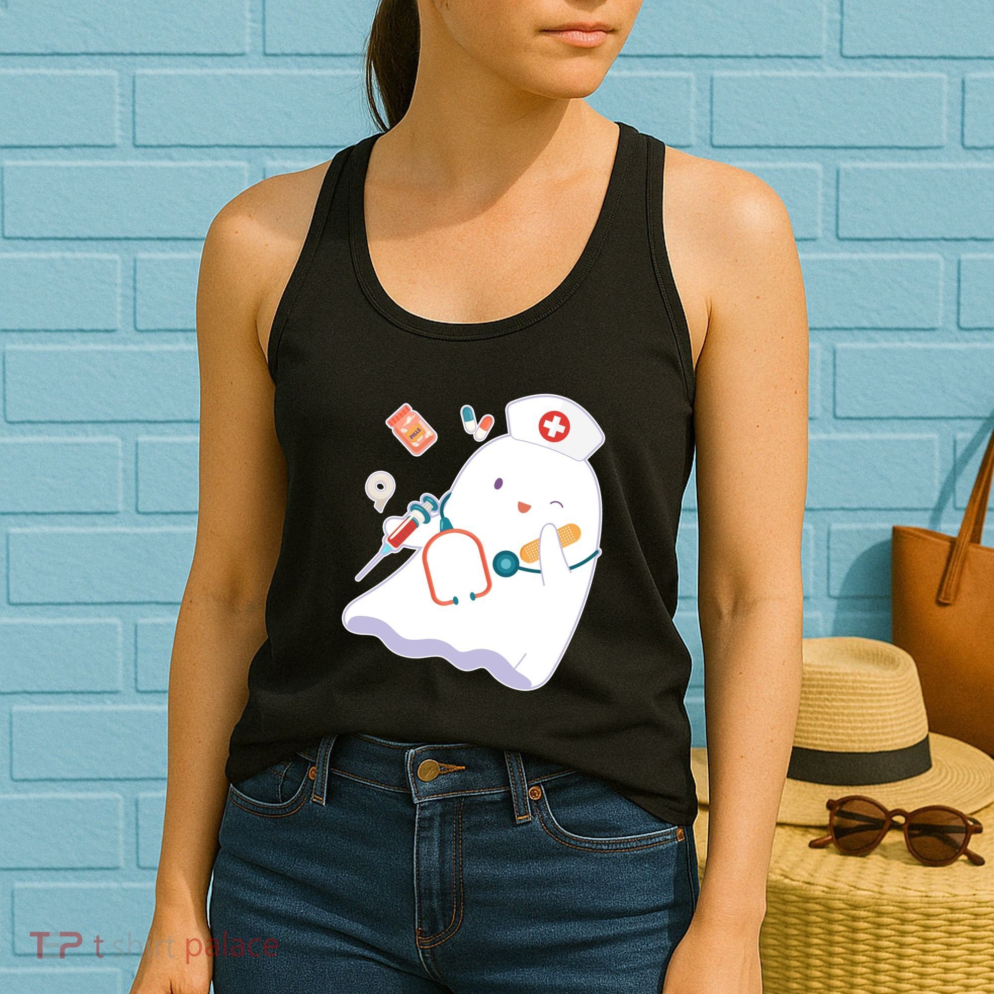 Funny Cute Halloween Nurse Ghost Women's Tank Top