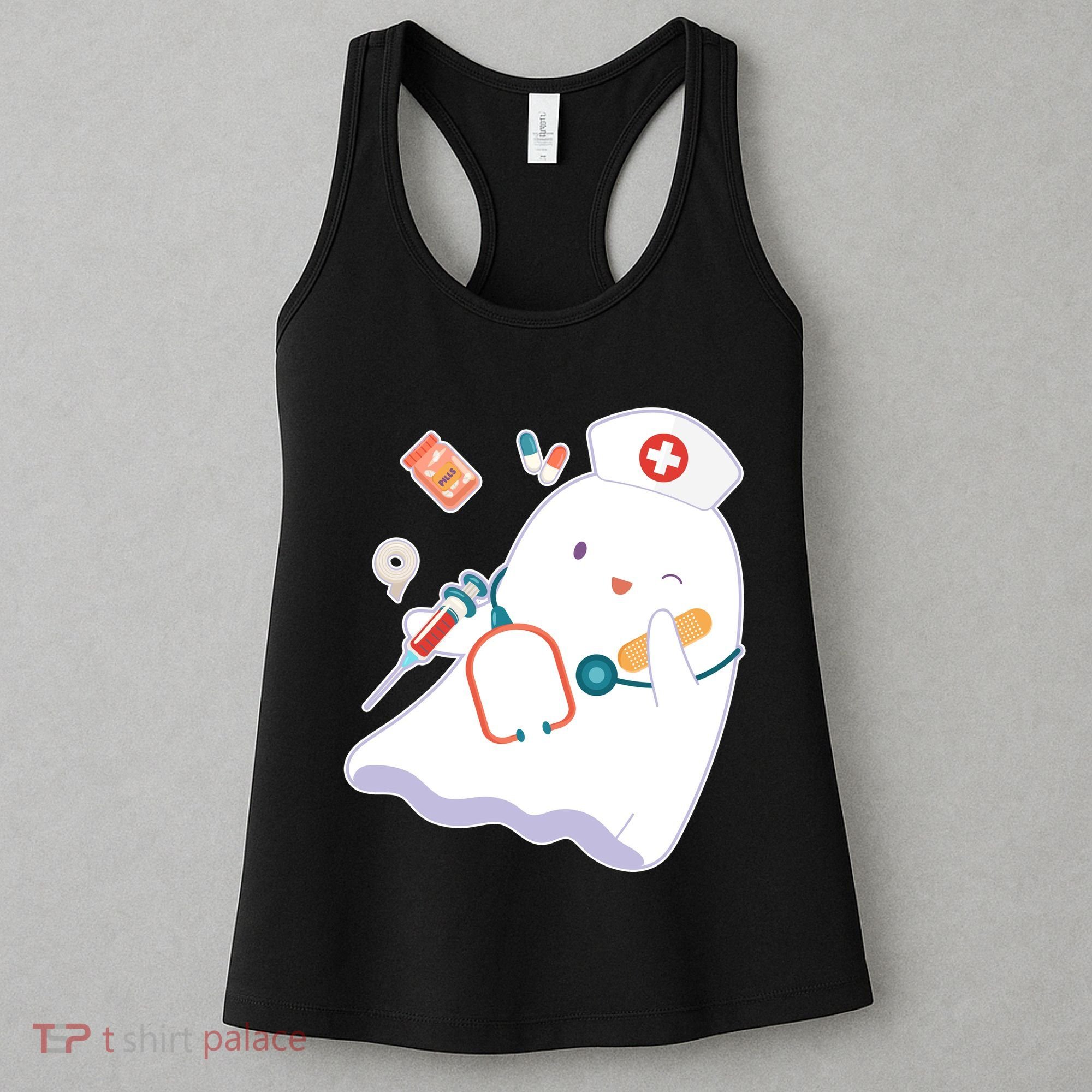 Funny Cute Halloween Nurse Ghost Women's Tank Top
