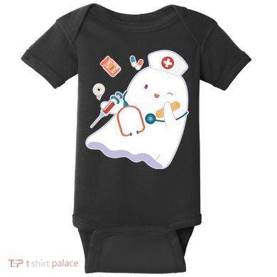 Funny Cute Halloween Nurse Ghost Baby Bodysuit