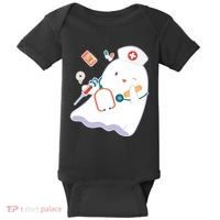 Funny Cute Halloween Nurse Ghost Baby Bodysuit thumb 0