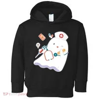Funny Cute Halloween Nurse Ghost Toddler Hoodie thumb 0