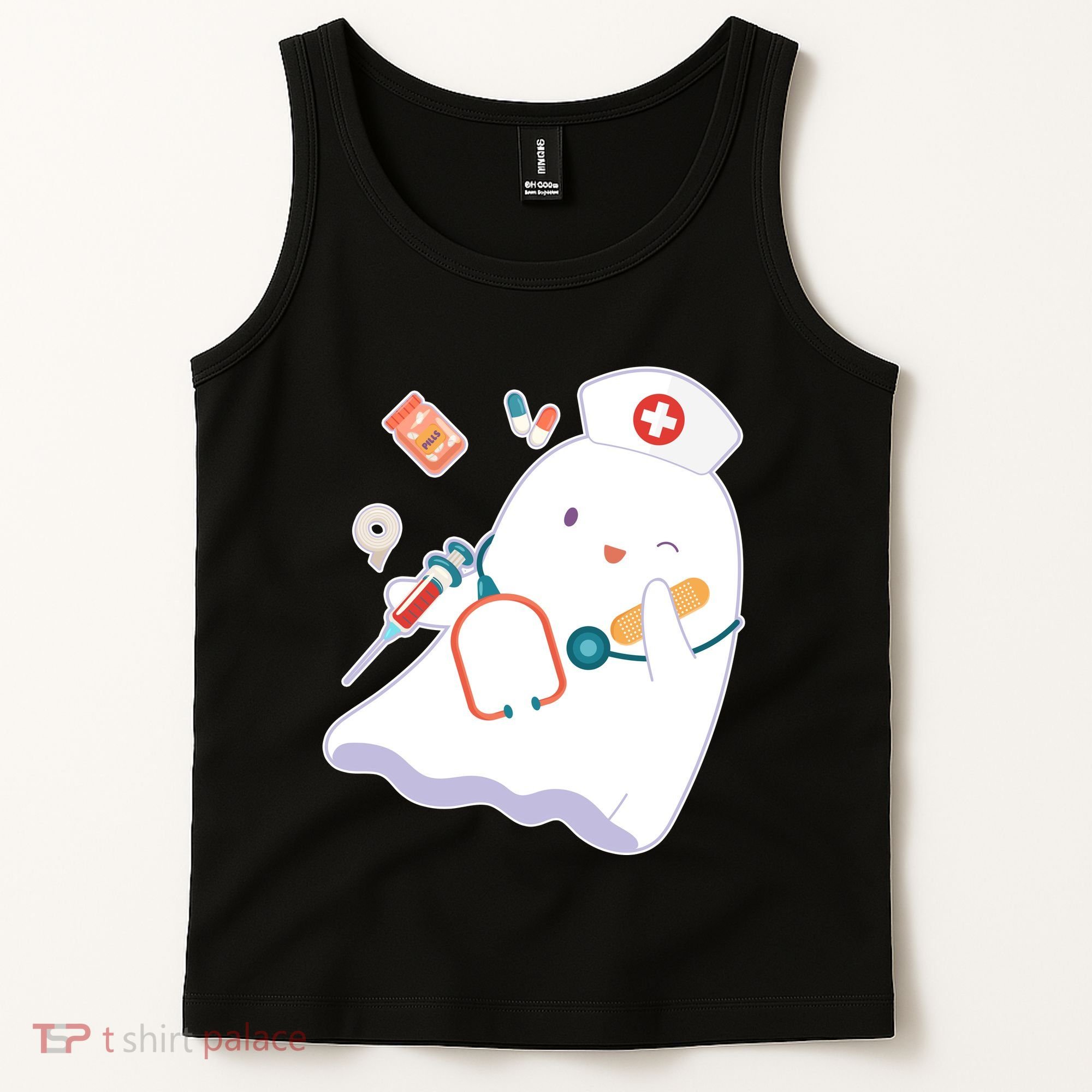 Funny Cute Halloween Nurse Ghost Tank Top