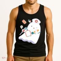 Funny Cute Halloween Nurse Ghost Tank Top thumb 3