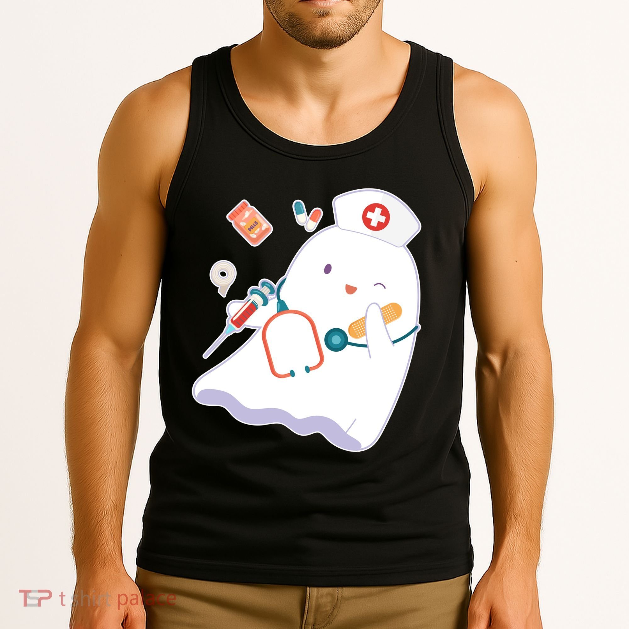 Funny Cute Halloween Nurse Ghost Tank Top