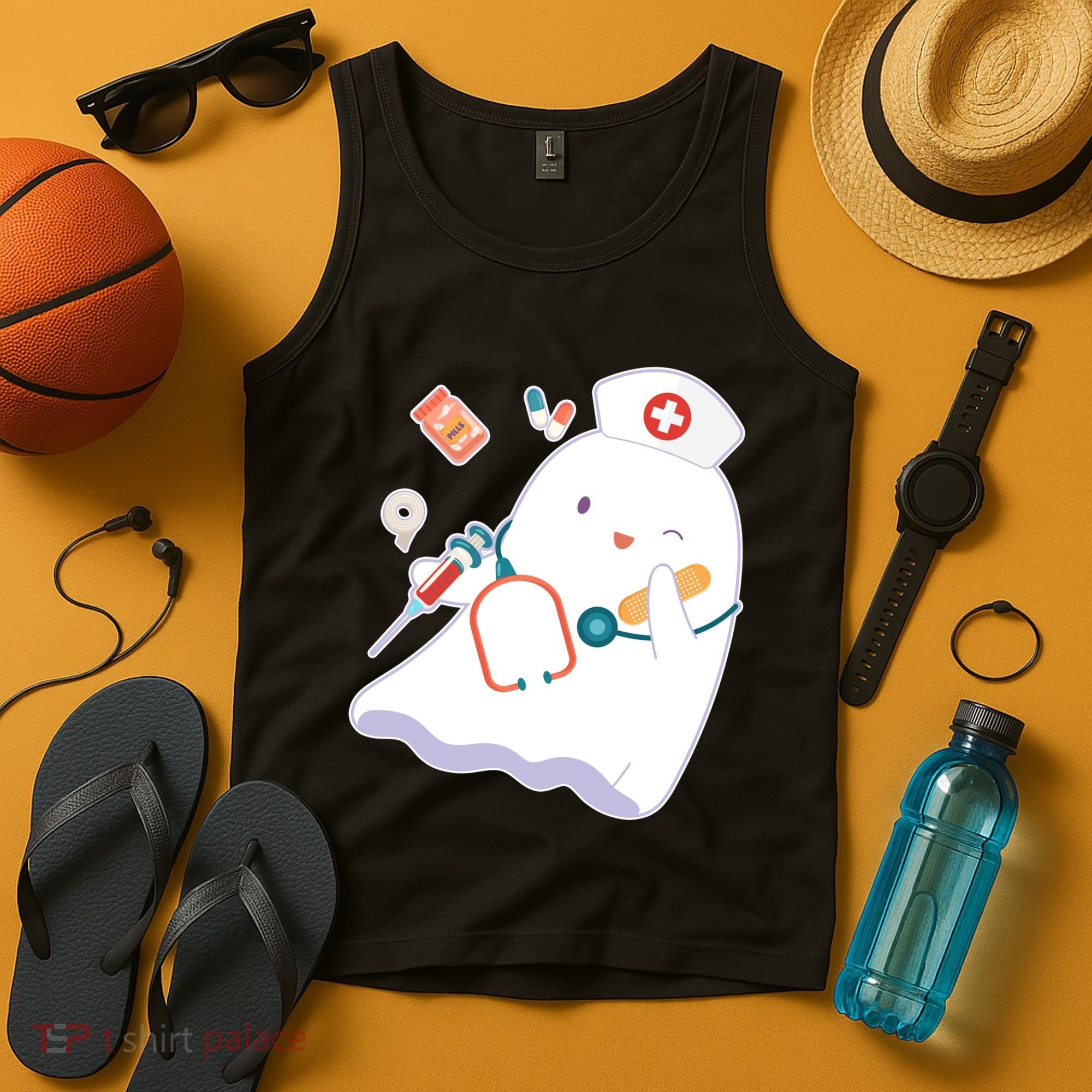 Funny Cute Halloween Nurse Ghost Tank Top