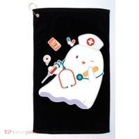 Funny Cute Halloween Nurse Ghost Golf Towel thumb 0