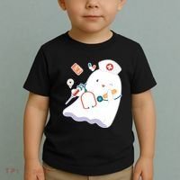 Funny Cute Halloween Nurse Ghost Toddler T-Shirt thumb 2