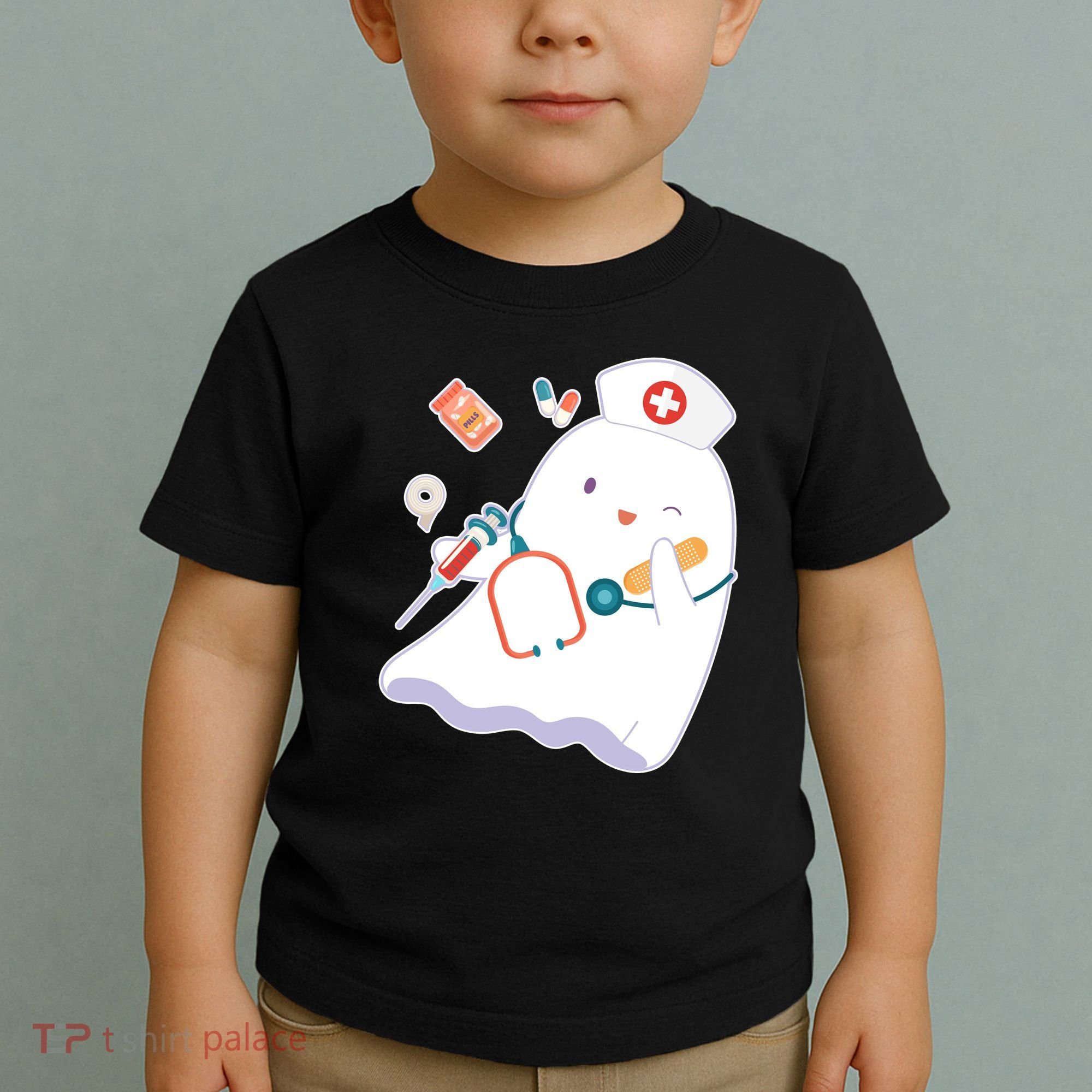 Funny Cute Halloween Nurse Ghost Toddler T-Shirt