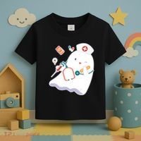 Funny Cute Halloween Nurse Ghost Toddler T-Shirt thumb 3