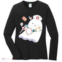 Funny Cute Halloween Nurse Ghost Women's Long Sleeve Shirt thumb 0