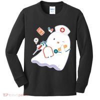 Funny Cute Halloween Nurse Ghost Kids Long Sleeve Shirt thumb 0