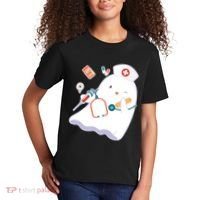 Funny Cute Halloween Nurse Ghost Kids T-Shirt thumb 2