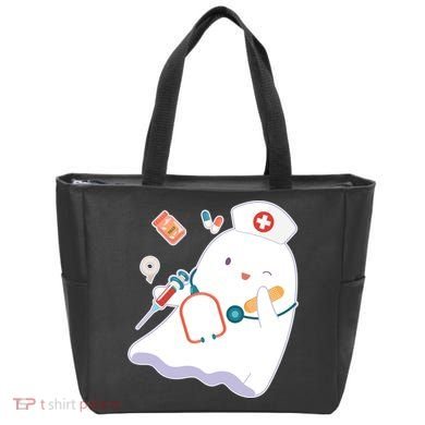 Funny Cute Halloween Nurse Ghost Tote Bag