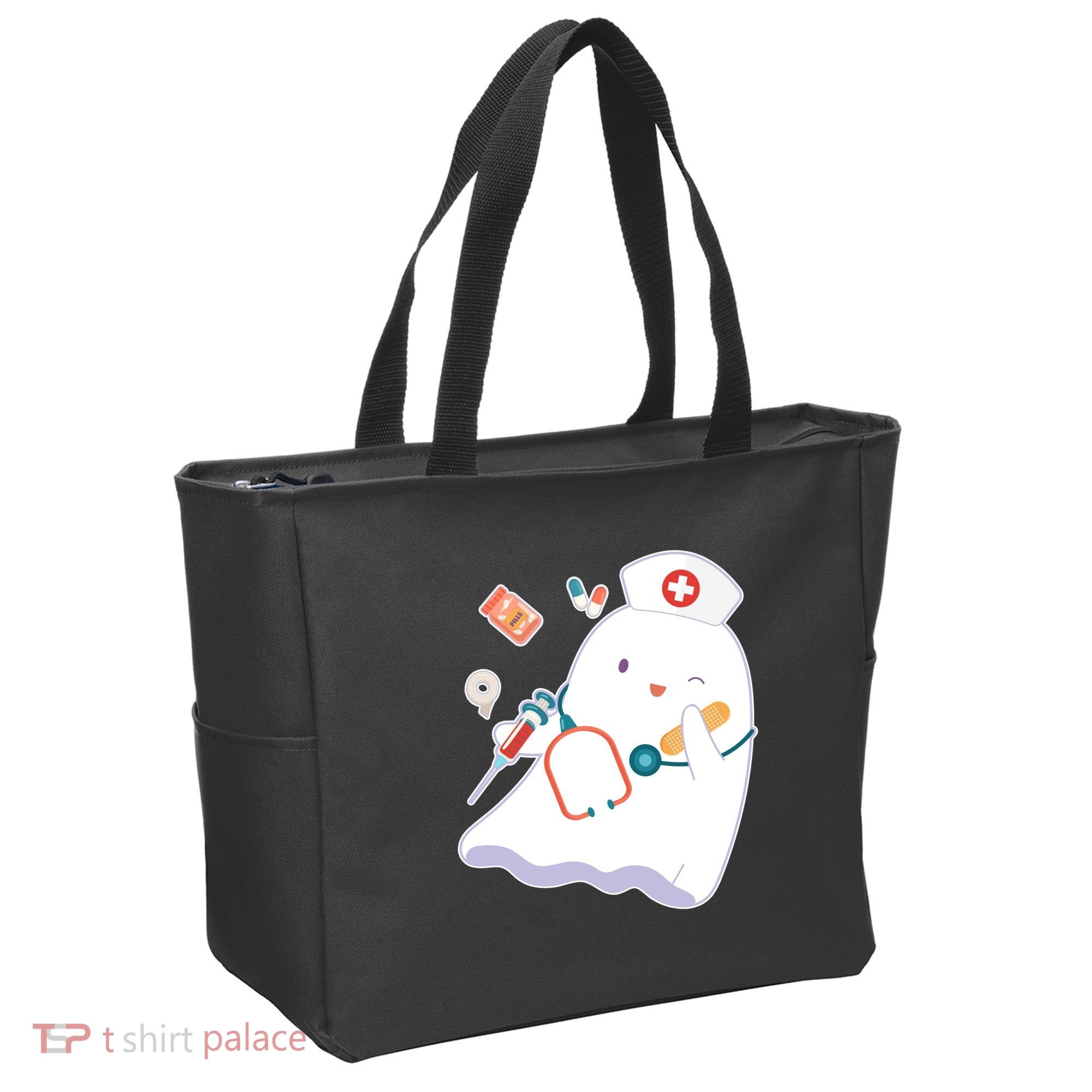 Funny Cute Halloween Nurse Ghost Tote Bag