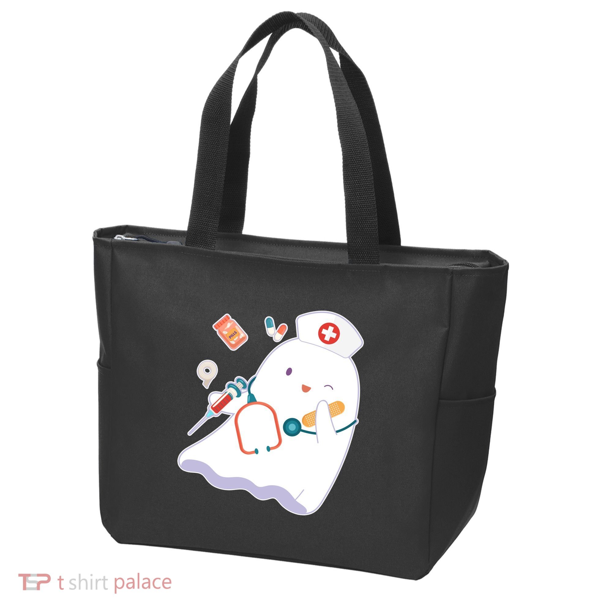 Funny Cute Halloween Nurse Ghost Tote Bag