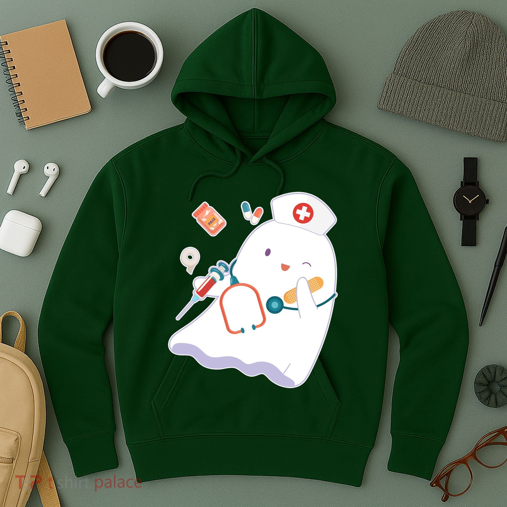 Funny Cute Halloween Nurse Ghost Hoodie