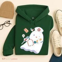 Funny Cute Halloween Nurse Ghost Hoodie thumb 4