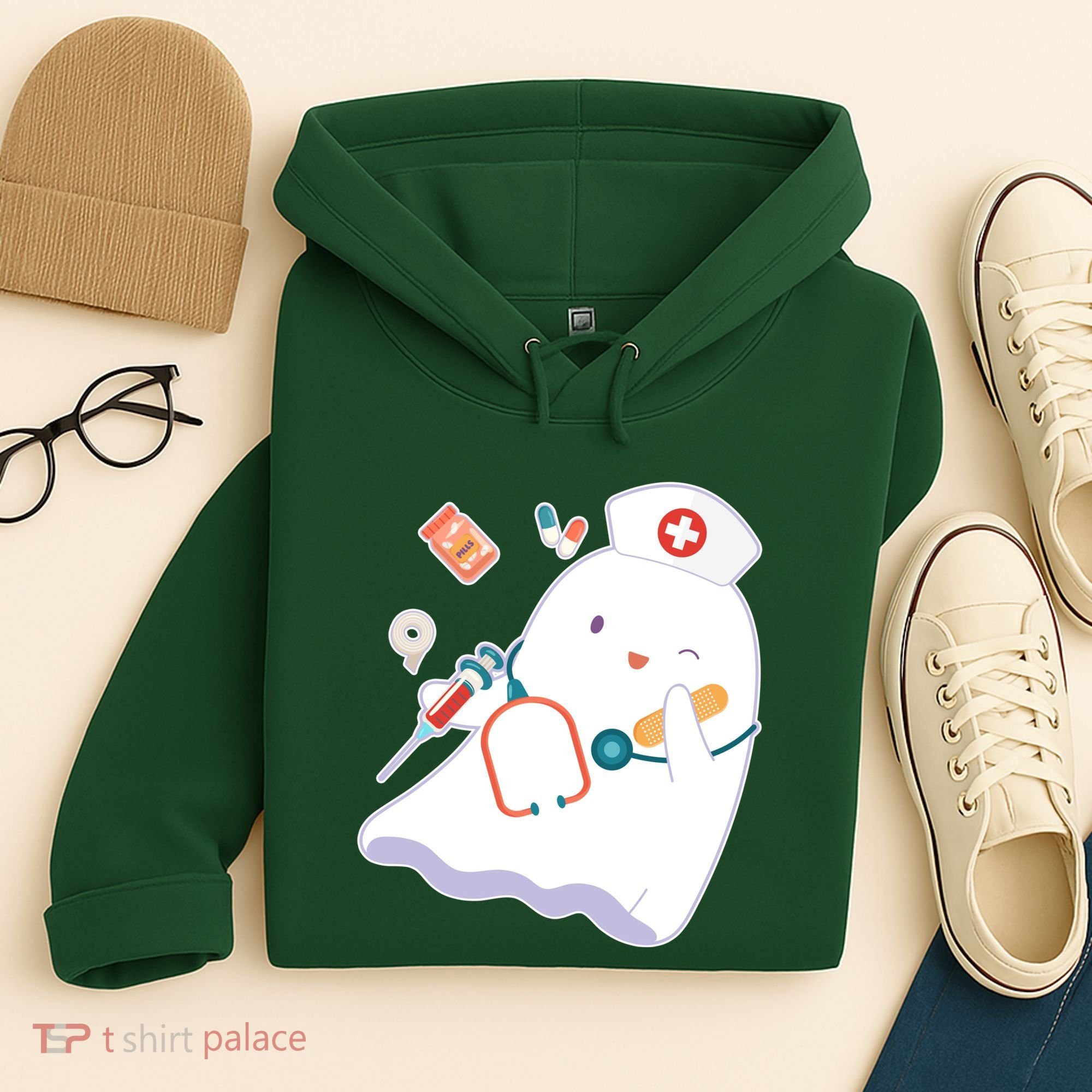 Funny Cute Halloween Nurse Ghost Hoodie