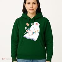 Funny Cute Halloween Nurse Ghost Hoodie thumb 5