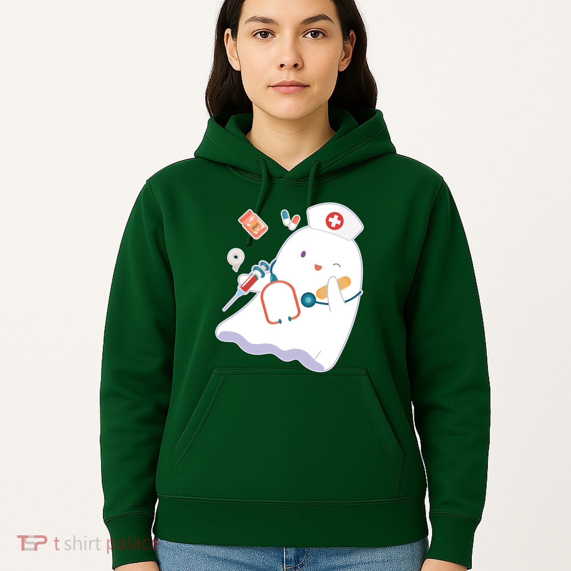 Funny Cute Halloween Nurse Ghost Hoodie