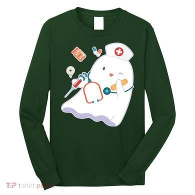 Funny Cute Halloween Nurse Ghost Long Sleeve Shirt