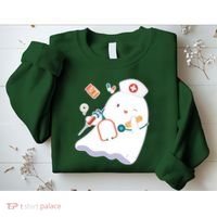 Funny Cute Halloween Nurse Ghost Sweatshirt thumb 2