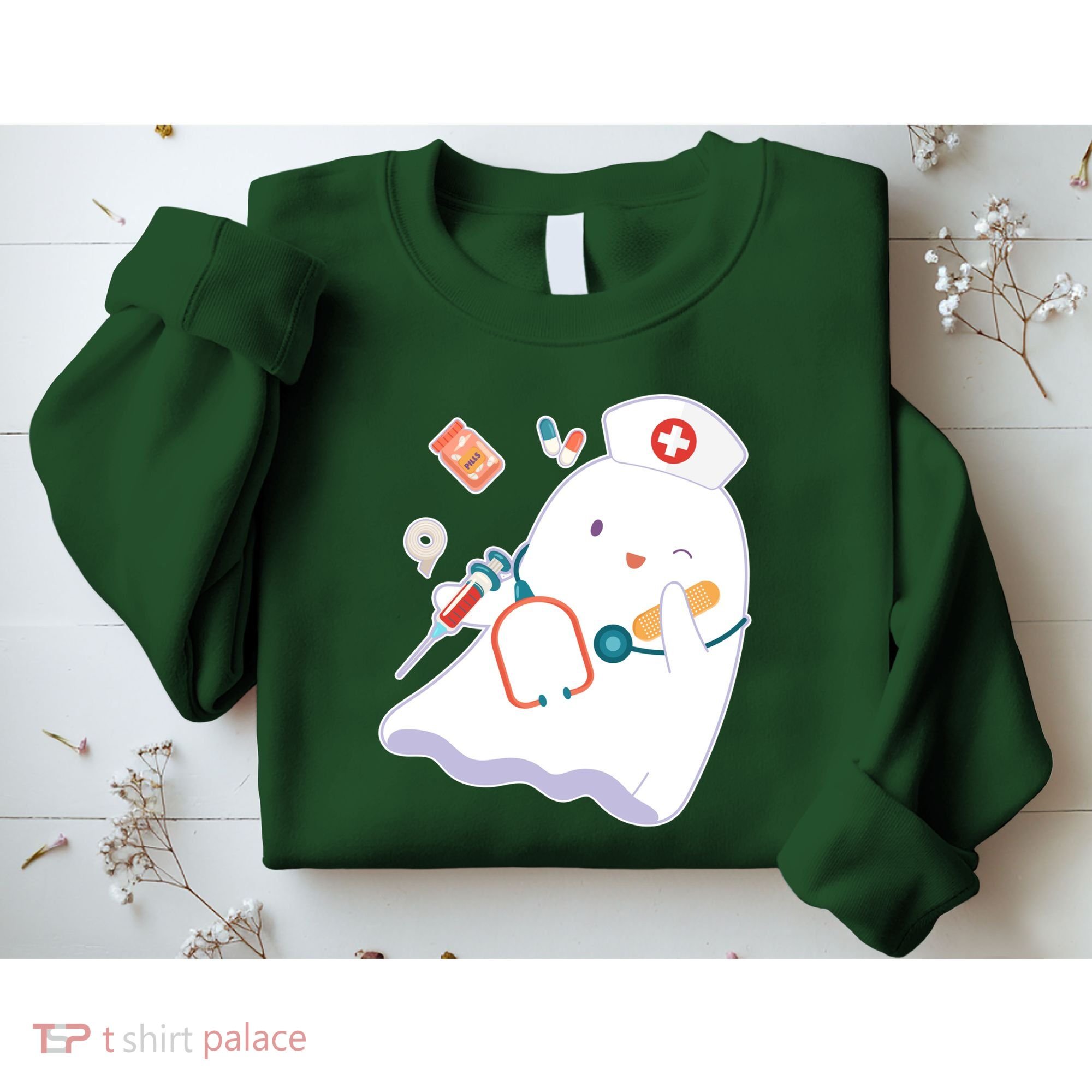 Funny Cute Halloween Nurse Ghost Sweatshirt