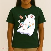 Funny Cute Halloween Nurse Ghost T-Shirt thumb 4