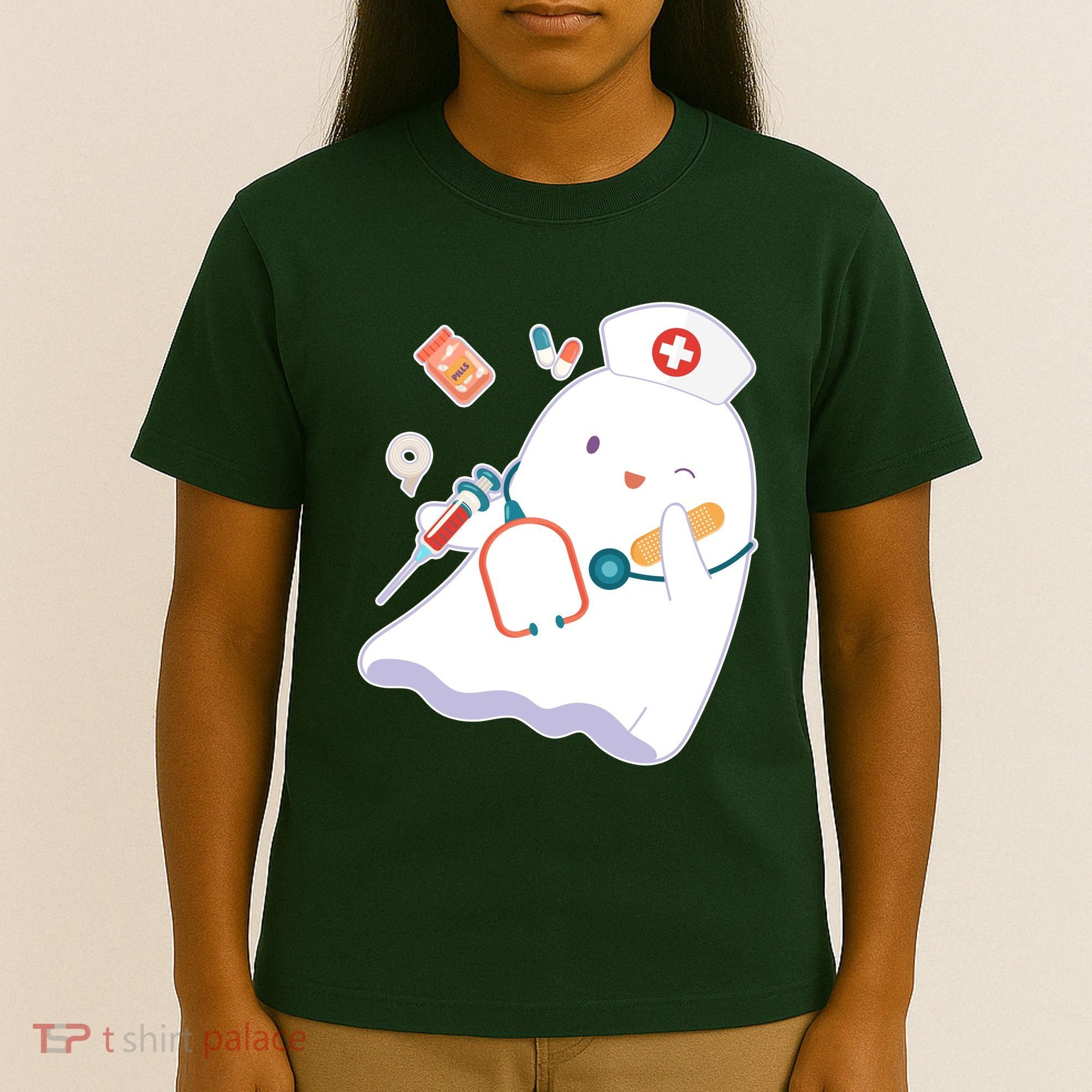 Funny Cute Halloween Nurse Ghost T-Shirt