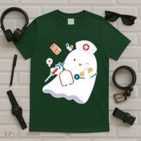 Funny Cute Halloween Nurse Ghost T-Shirt thumb 5