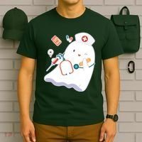 Funny Cute Halloween Nurse Ghost T-Shirt thumb 6