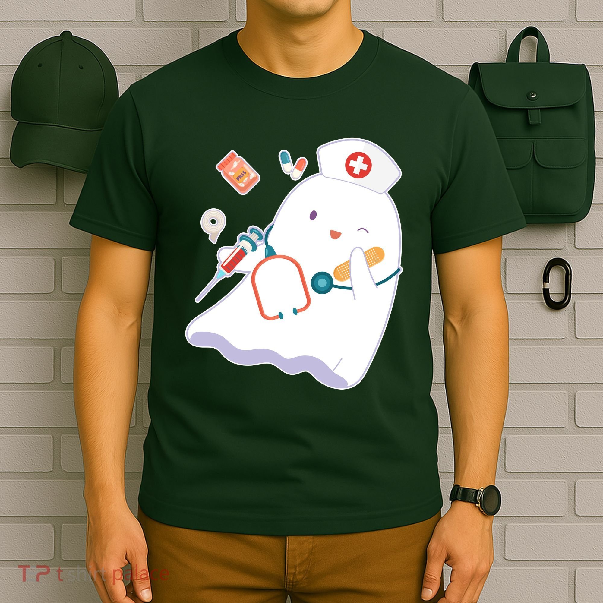 Funny Cute Halloween Nurse Ghost T-Shirt