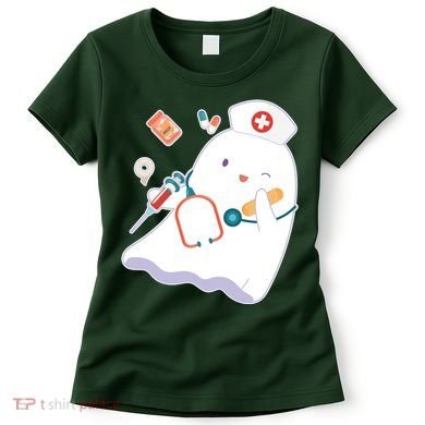 Funny Cute Halloween Nurse Ghost Women's T-Shirt