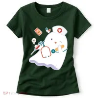 Funny Cute Halloween Nurse Ghost Women's T-Shirt thumb 0