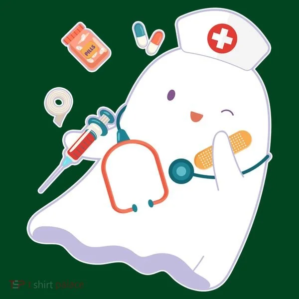 Funny Cute Halloween Nurse Ghost Women's T-Shirt