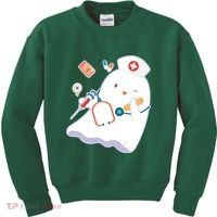 Funny Cute Halloween Nurse Ghost Kids Sweatshirt thumb 0